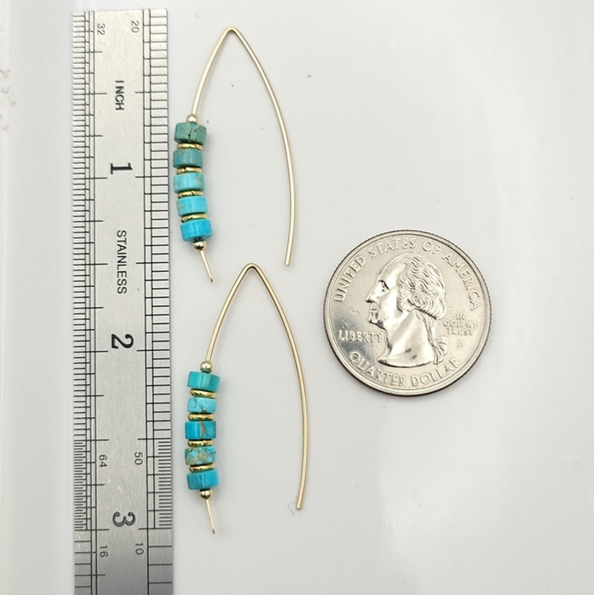 Turquoise Jasper and Gold Threaders